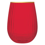 Red Gold-rimmed Stemless Wine Glass