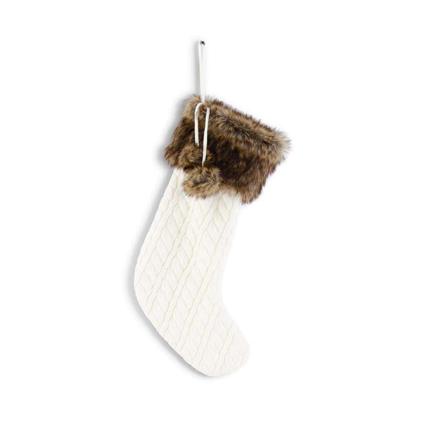 White Cable Knit Stocking