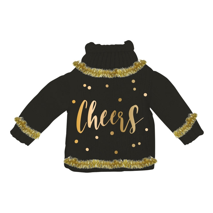 "Cheers" Holiday Sweater Wine Decoration