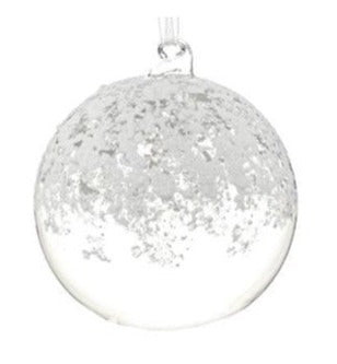 White Glass Snow-topped Ornaments