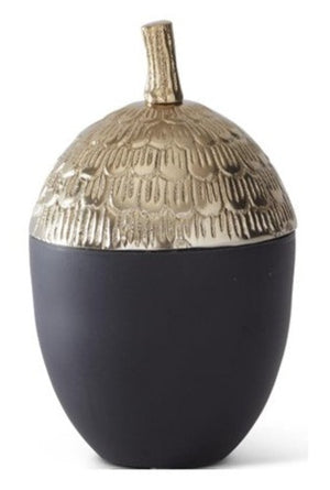 
            
                Load image into Gallery viewer, Black Acorn Candle with Gold Lid
            
        