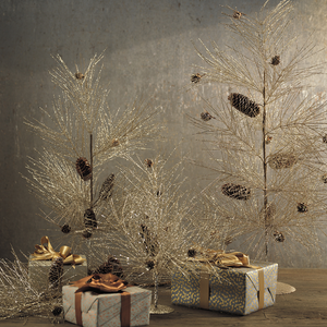 
            
                Load image into Gallery viewer, Champagne Glitter &amp;amp; Pine Cone Standing Tree
            
        