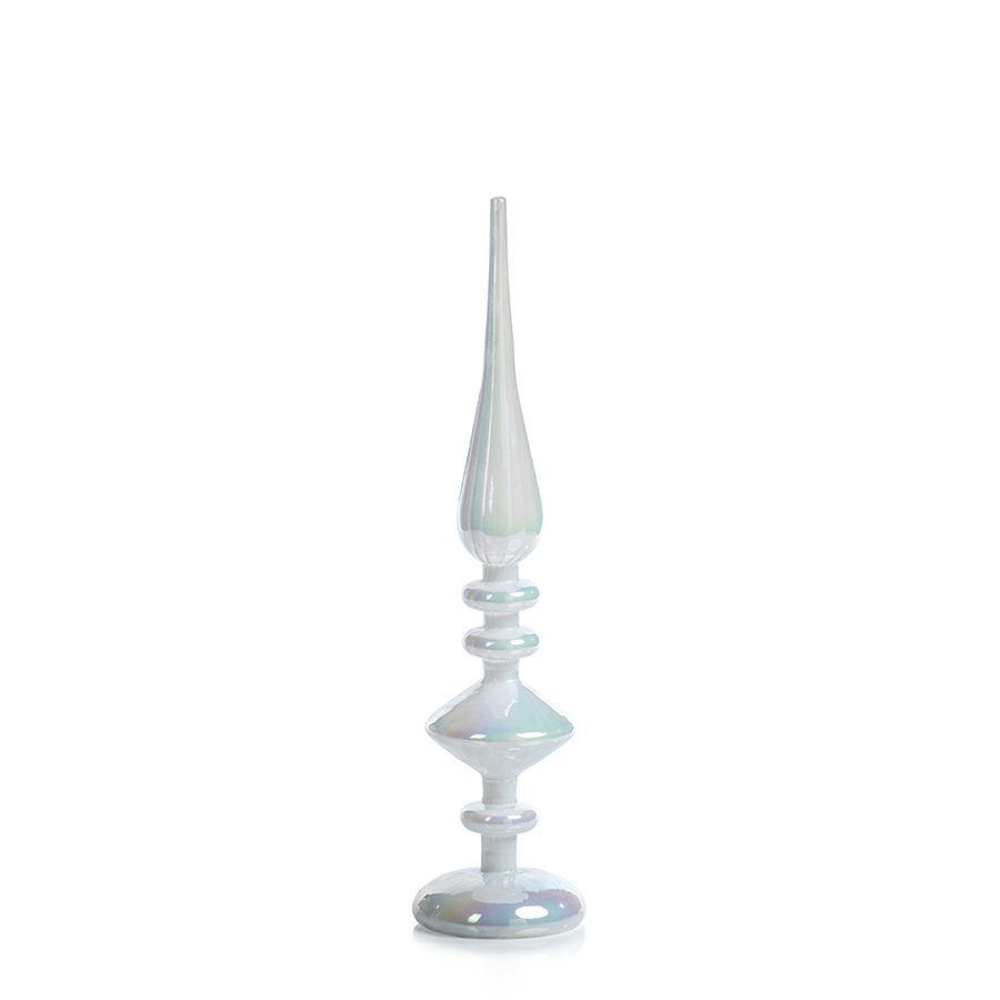 White Iridescent LED Glass Finials