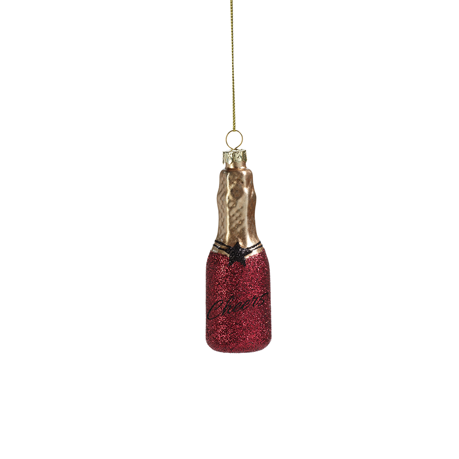 Red Champagne Bottle Ornament