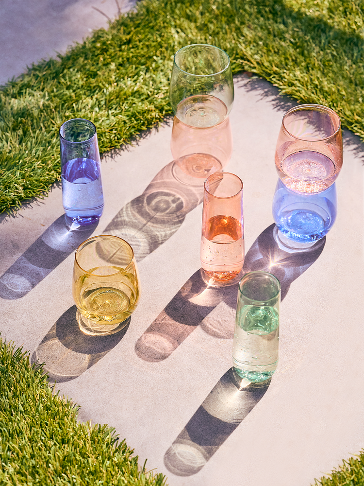 Colorful Plastic Stemless Champagne Glass Set