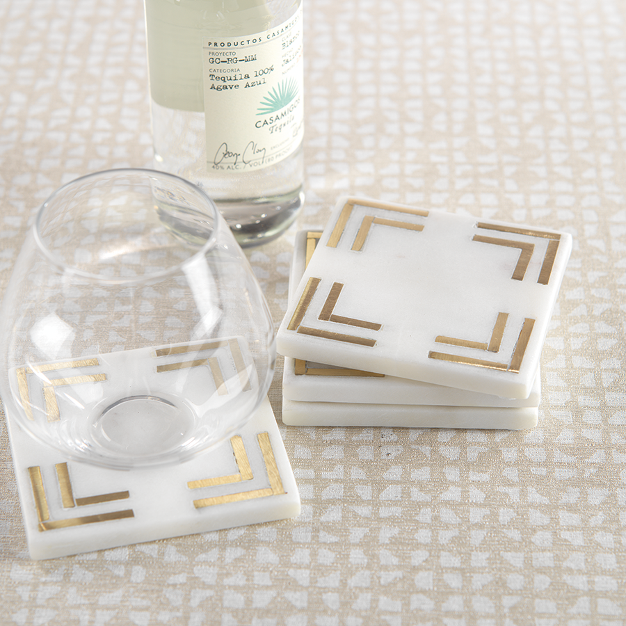 White Marble & Brass Coasters