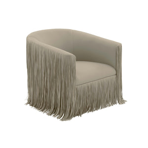 
            
                Load image into Gallery viewer, Gray Vegan Leather Fringe Swivel Chair
            
        