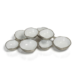 
            
                Load image into Gallery viewer, Silver &amp;amp; White Multi-dish Serving Piece
            
        