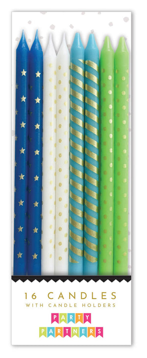 Blue, Green & White Candles