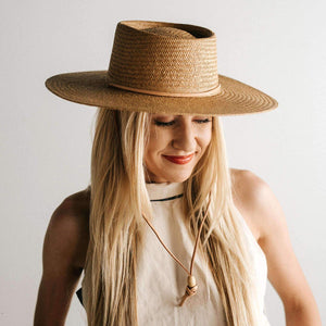 Aiden Straw Pork Pie Hat - Cream