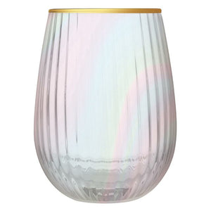 Irridescent stemless wine glass
