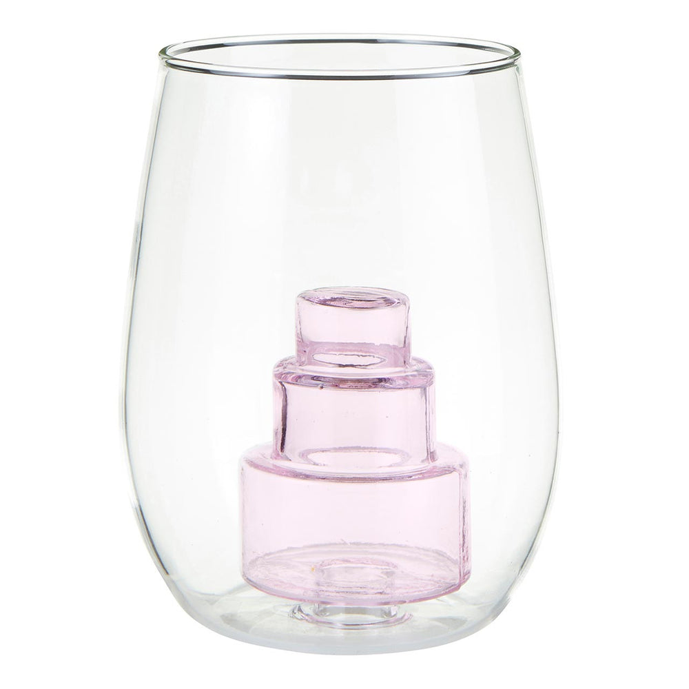 "Cake in a Glass of Wine" Stemless Wine Glass