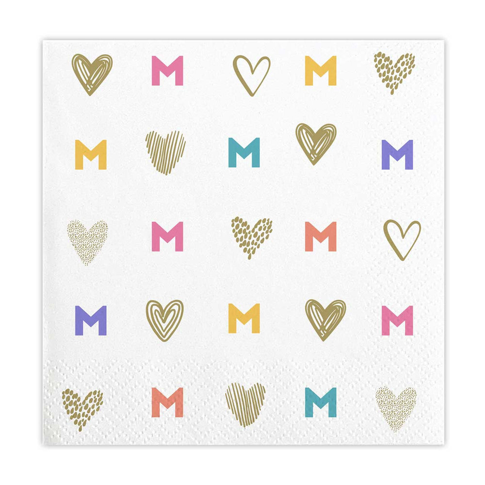 "Mom" & Hearts Paper Napkins
