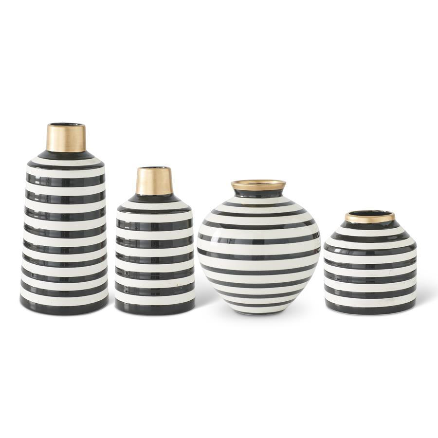 Classic Black and White Striped Vases