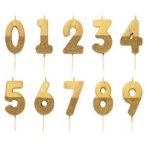 Gold Glitter Number Candles (0-9)
