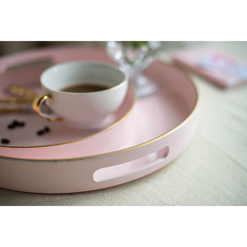 Pink Serving Tray Trimmed in Gold