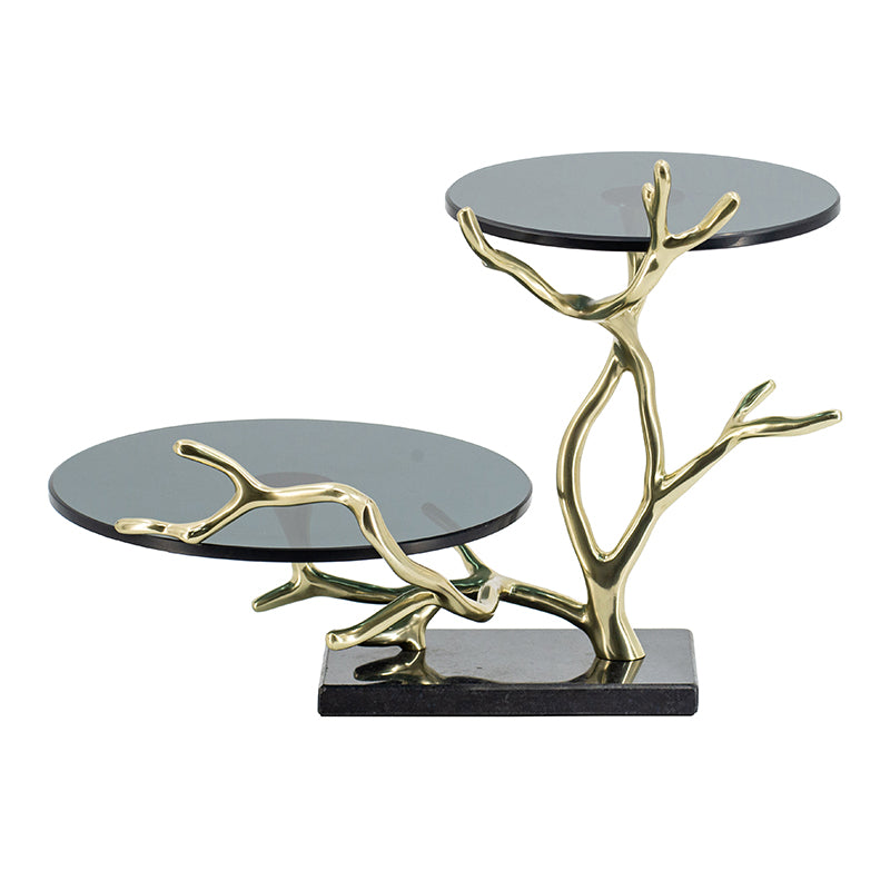 Dramatic 2-tier Cake Stand with Gold Branches