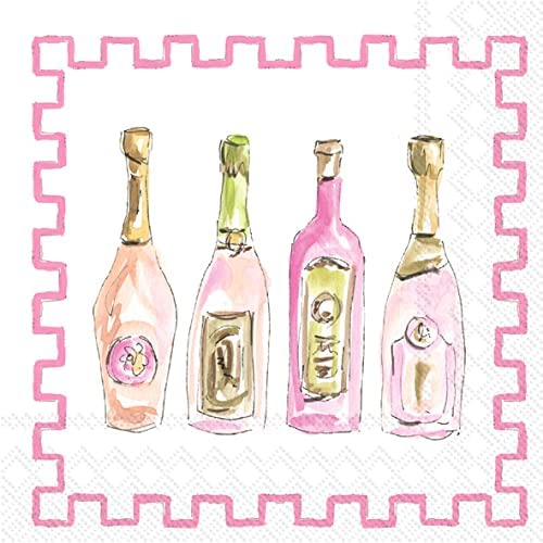 Pink Champagne Bottles Paper Cocktail Napkins