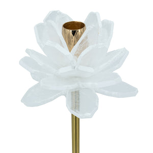 White Selenite Flower Candlestick