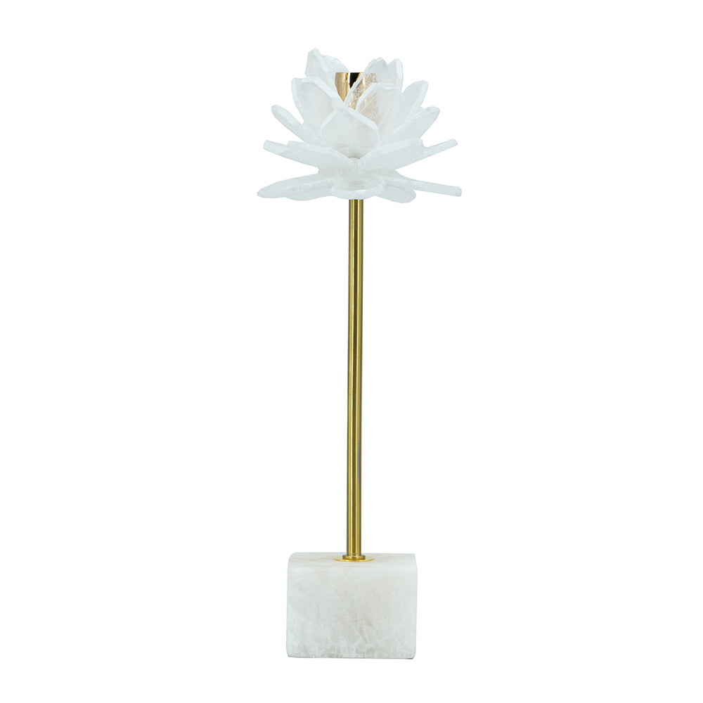 White Selenite Flower Candlestick