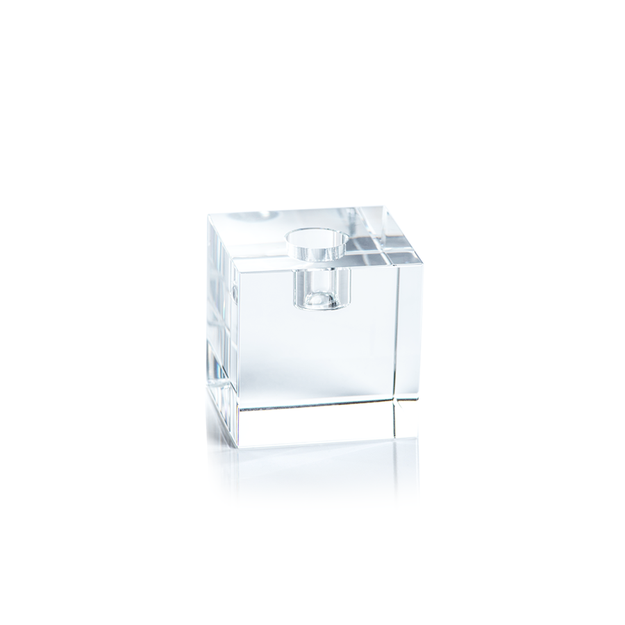 Clear Glass Square Candlesticks