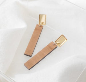 Gilded & Wood Stem Drop Earrings