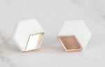 White & Rose Gold Belle Stud Earrings