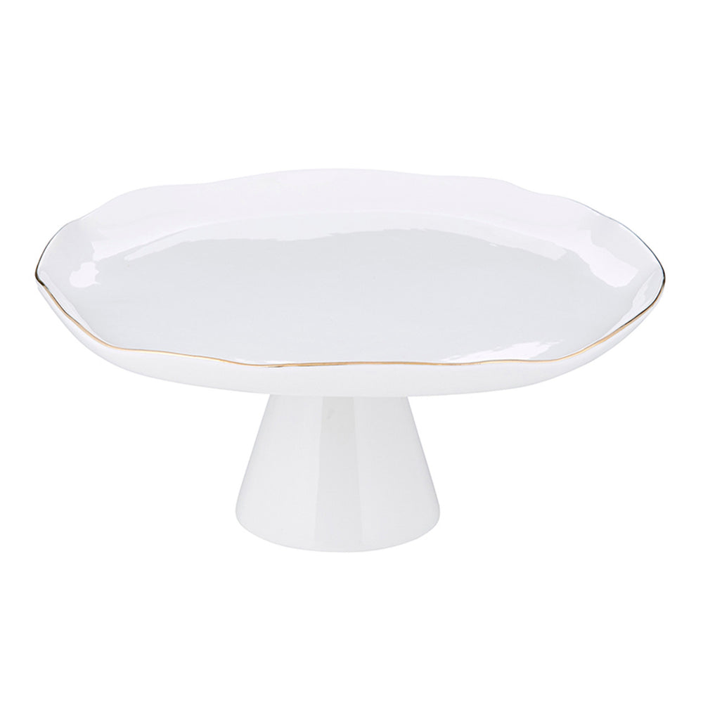 
            
                Load image into Gallery viewer, White Cake Stand with Gold Trim
            
        