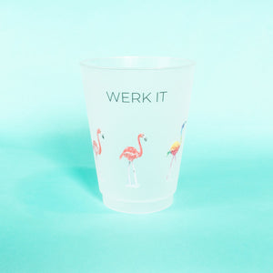 Werk It Flamingo Frosted Plastic Cup