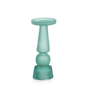 Frosted Sea Green Glass Candle Holder
