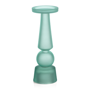 Frosted Sea Green Glass Candle Holder