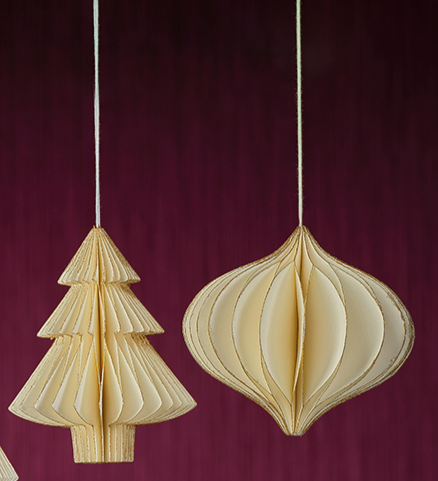 Ivory and Gold Gilded Paper Ornaments