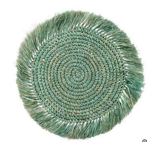 
            
                Load image into Gallery viewer, Turquoise Raffia Round Placemat
            
        