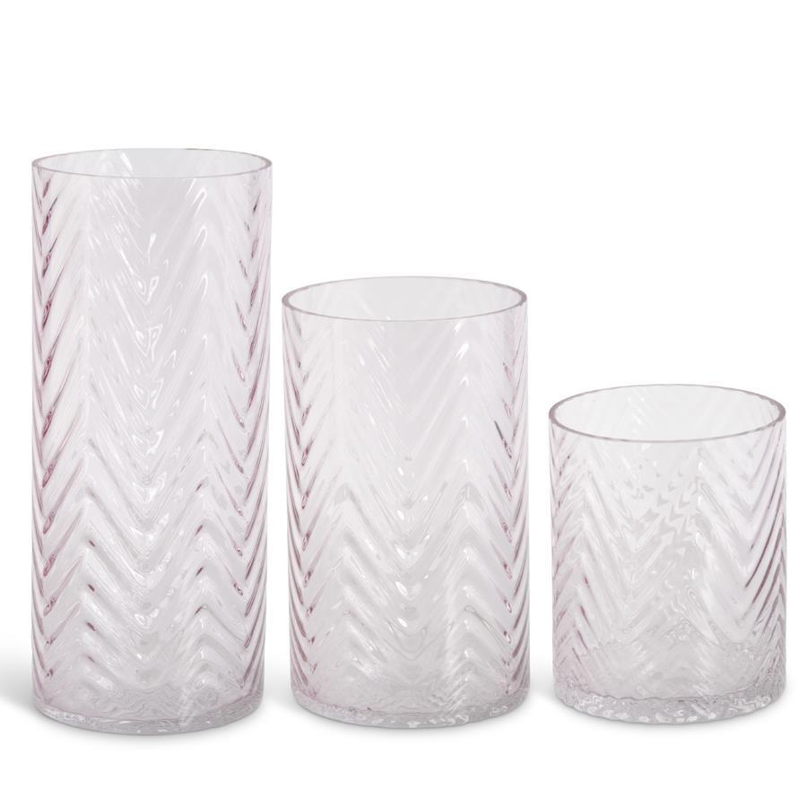 Pink Chevron Glass Vase