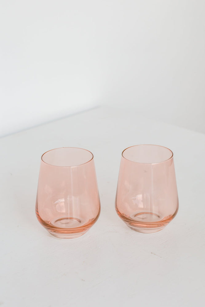 Estelle Colored Glass - Coral Peach Stemless Wine Glasses