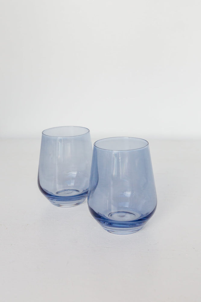 Estelle Colored Glass - Cobalt Blue Stemless Wine Glasses