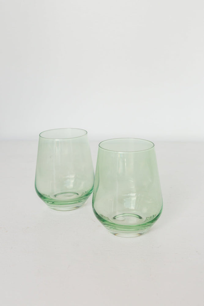 
            
                Load image into Gallery viewer, Estelle Colored Glass - Mint Green Stemless Wine Glasses
            
        