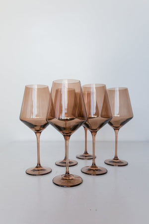 
            
                Load image into Gallery viewer, Estelle Colored Glass - Amber Smoke Wine Glasses
            
        