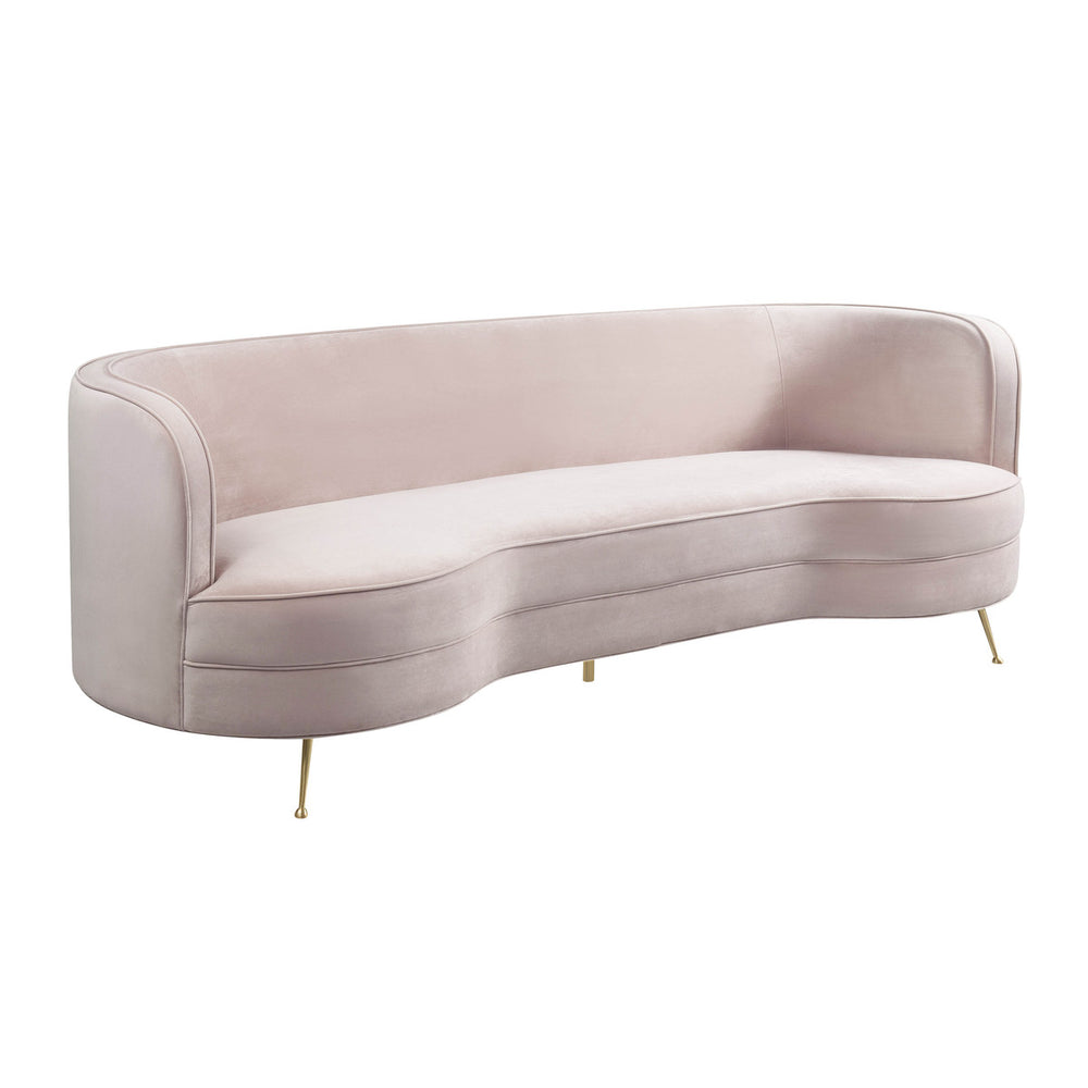Light Blush Velvet Curved Sofa