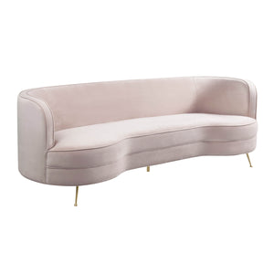 
            
                Load image into Gallery viewer, Light Blush Velvet Curved Sofa
            
        