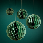 Green & Gold Gilded Paper Ball Ornaments