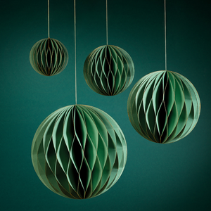 
            
                Load image into Gallery viewer, Green &amp;amp; Gold Gilded Paper Ball Ornaments
            
        