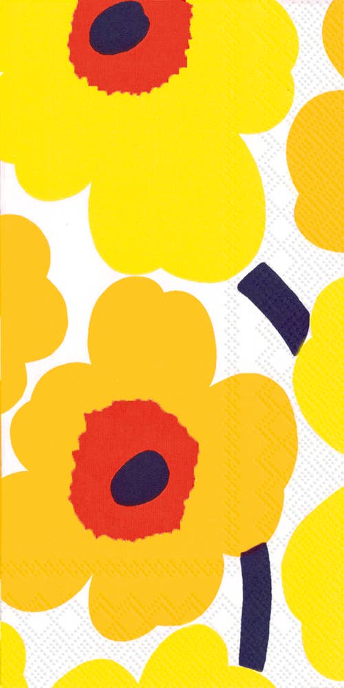 Yellow & Red Floral Paper Guest Napkins