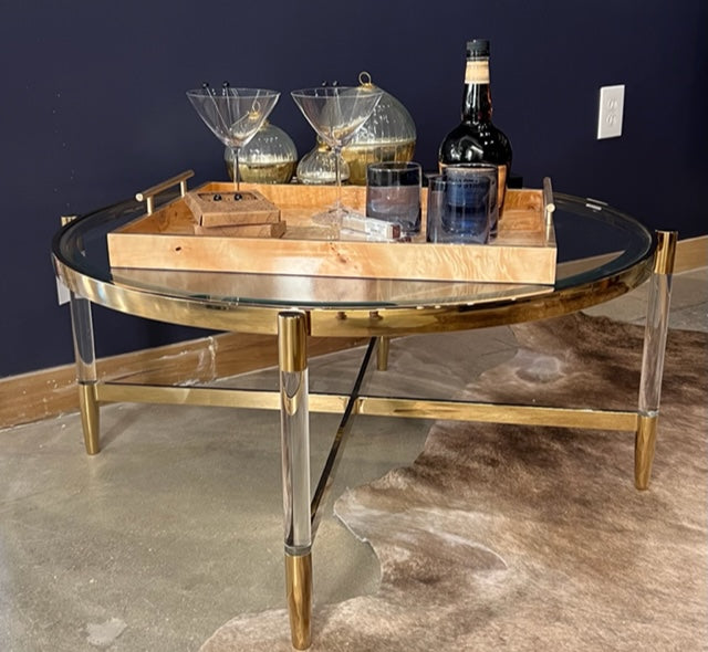Gold & Glass Round Coffee Table