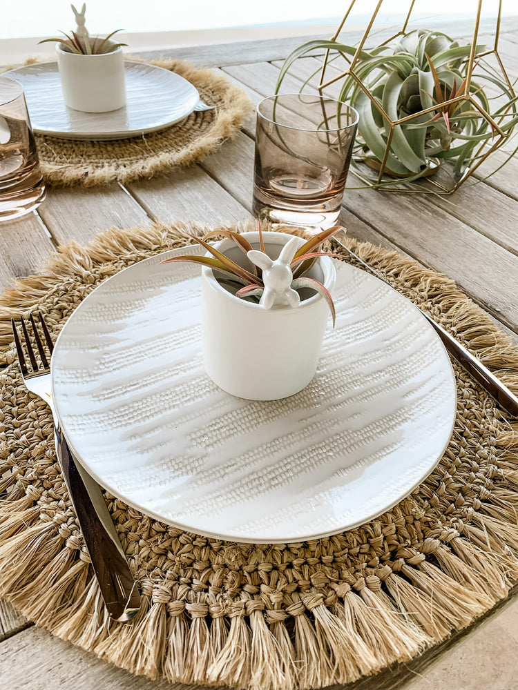
            
                Load image into Gallery viewer, Ivory tone-on-tone patterned dinner plate
            
        