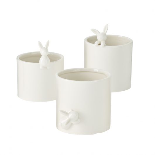 White Little Bunny Pots