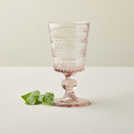 Vintage Blush Cut Glass Wine Glass